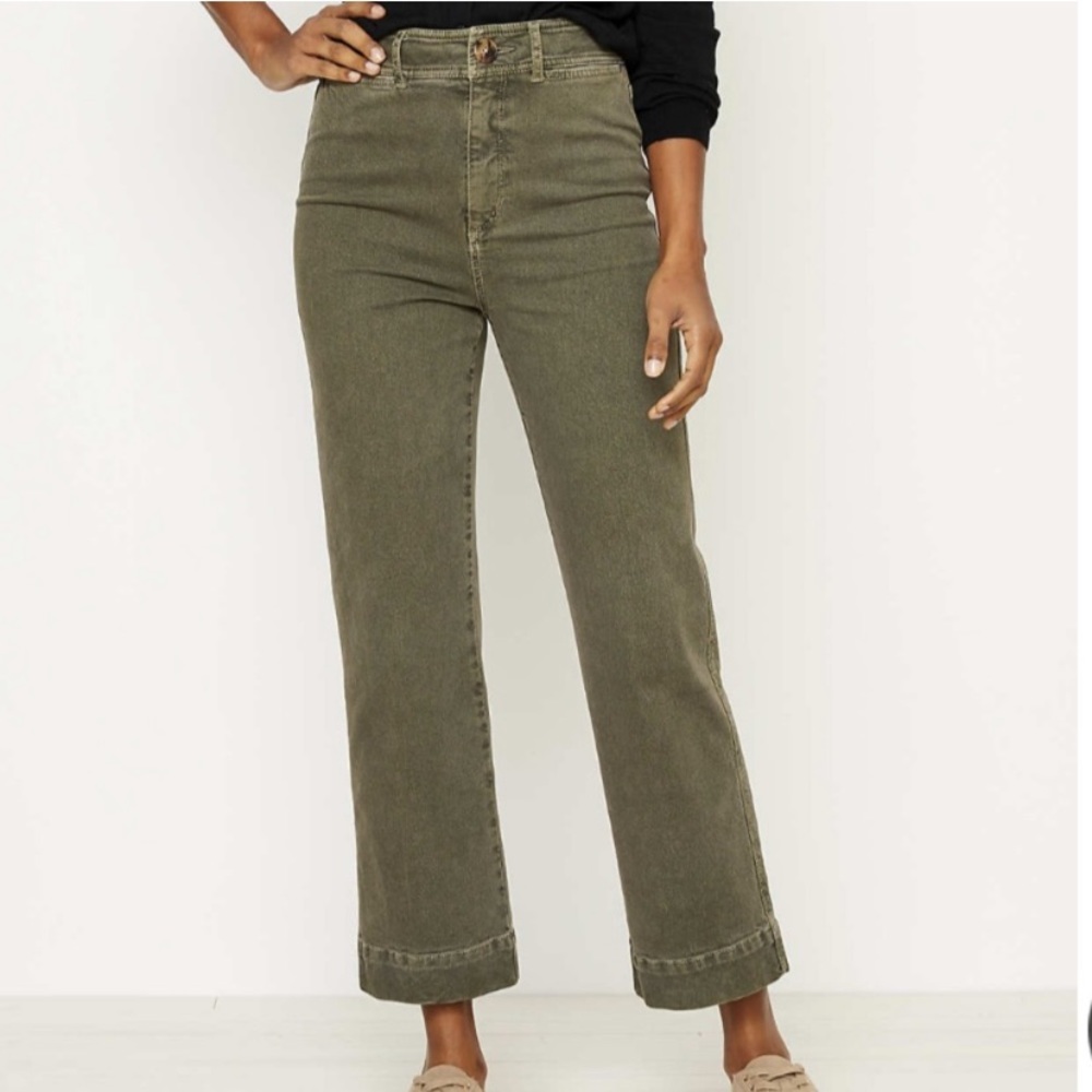 Loft High Waist/Rise Slim Wide Leg Green Pants Womens 29/8